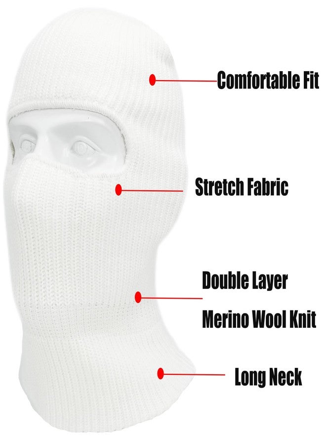 Fullsheild 1 Hole Ski Mask Winter Knitted Balaclava Unisex Warm Full Face Mask Wool Knit Balaclava Beanie for Men Women Sports Outdoor White One Size - Image 5